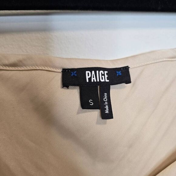 Paige Bodysuit Women's Small Satin Beige‎ Square Neck 100% Polyester Stretch - Picture 4 of 9